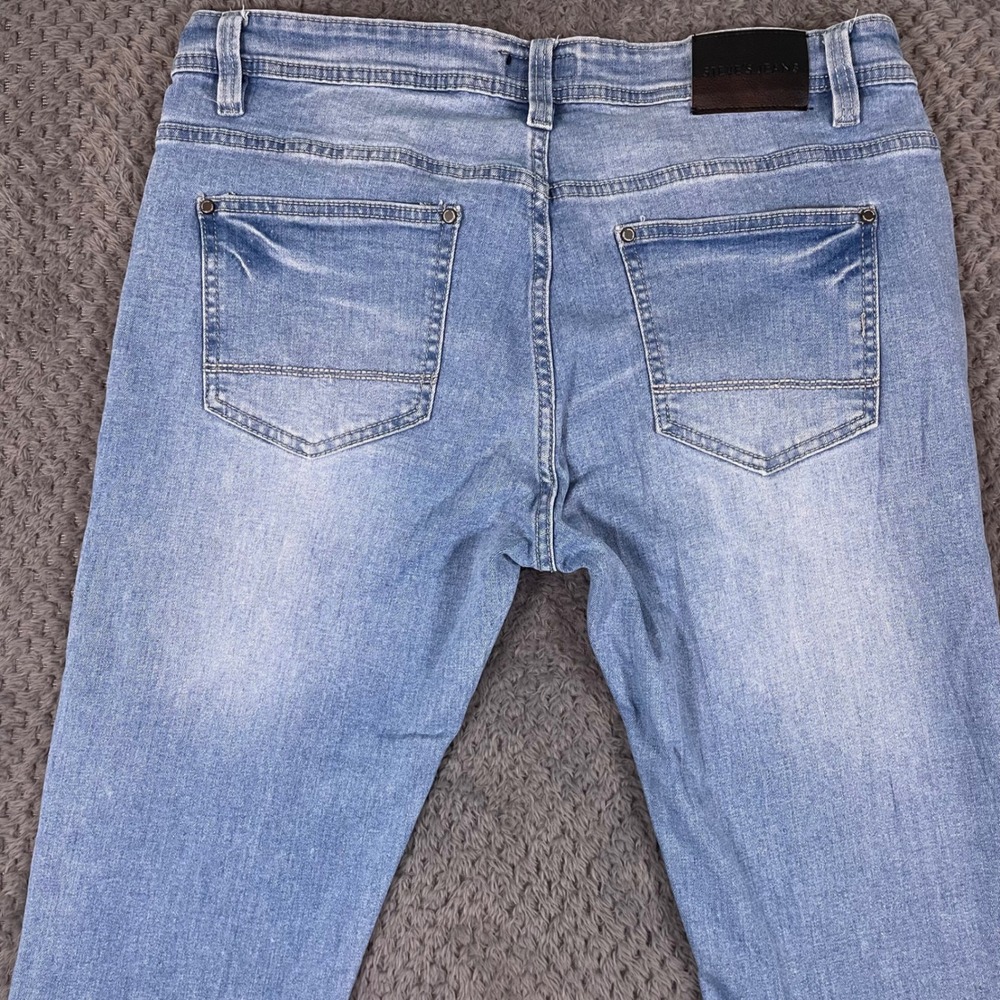 Men's Light Blue Denim Jeans - Picture 4 of 8